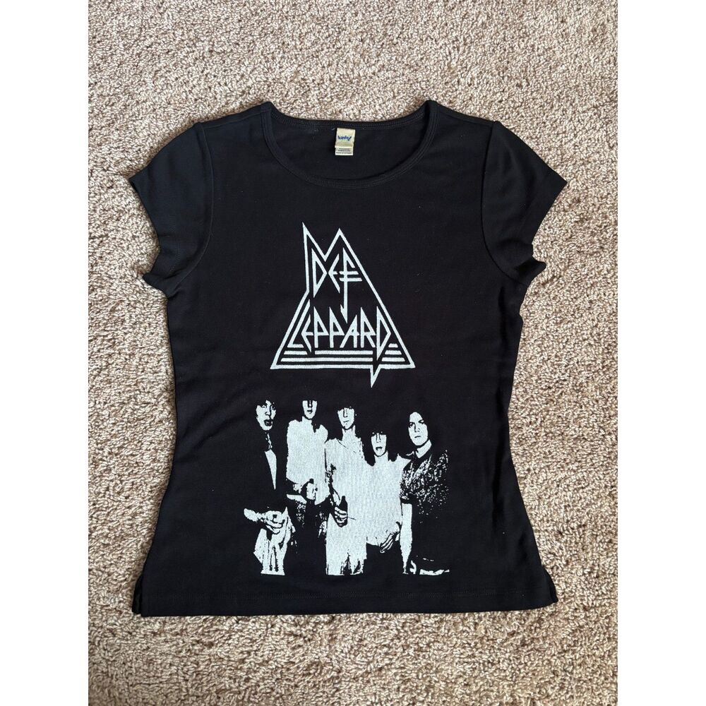 Vintage Kavio! Def Leppard Top Womens S/M* Black 100% Cotton 00s Y2K NWOT